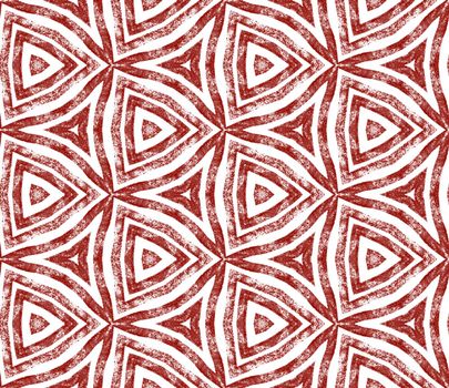 Ethnic hand painted pattern. Wine red symmetrical kaleidoscope background. Summer dress ethnic hand painted tile. Textile ready splendid print, swimwear fabric, wallpaper, wrapping.