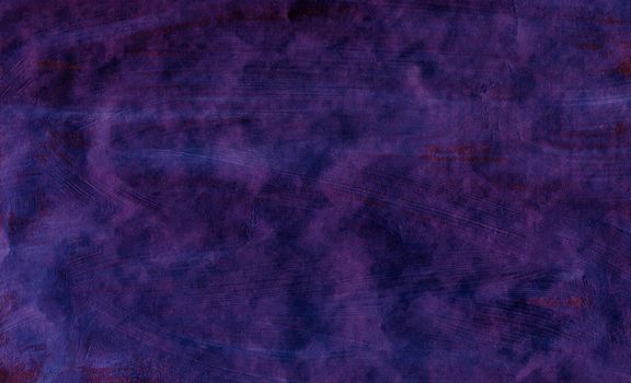 The painted leaf is purple with a gouache brush. Hand-drawn gouache purple abstract background. Texture of brush strokes.