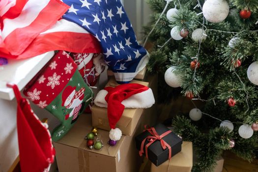 Christmas with the USA flag.