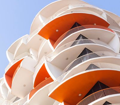Dubai, UAE - 04.02.2021 - Facade of a Binghatti pearls residential building.