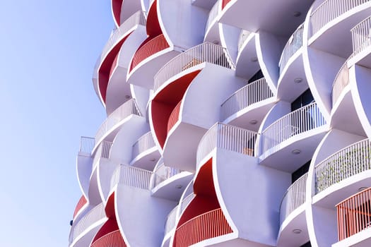 Dubai, UAE - 04.02.2021 - Facade of a Binghatti pearls residential building.