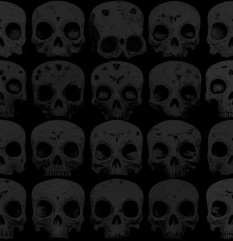 Human skulls dark seamless pattern. Suitable for printing on fabric.