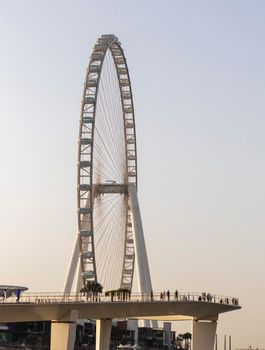 Dubai,UAE - 04.10.2021 View of a tallest ferris wheel in the world Ain Dubai, located in "Blue waters" by Meraas in Dubai, UAE