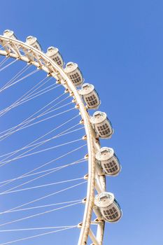 Dubai,UAE - 04.10.2021 Partial view of a tallest ferris wheel in the world Ain Dubai, located in "Blue waters" by Meraas in Dubai, UAE