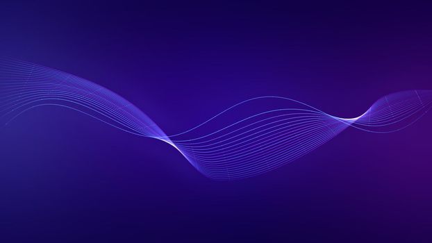 Abstract wave connect for dots and lines on blue and purple background. Artificial intelligence concept, technology and data uploading.