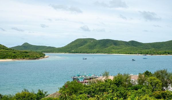 high angle view of the sea There are communities below too. Thailand