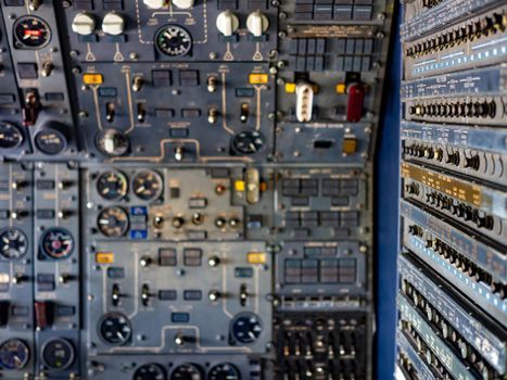 aircraft flight control switch panel inside the cockpit