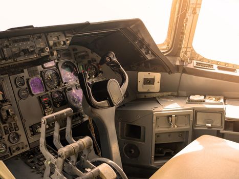 aircraft flight control switch panel inside the cockpit