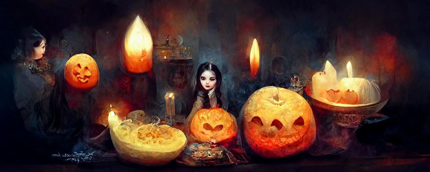 Halloween celebration party illustration, wallpaper, background, tickets and advertising