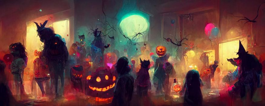 Halloween celebration party illustration, wallpaper, background, tickets and advertising