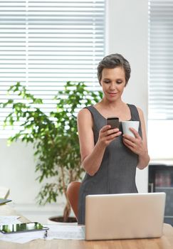 Contacting some people during her coffee break. a mature businesswoman at work in her office