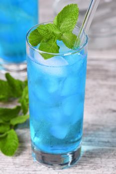 Blue Mojito. Cocktails Liqueur-based Blue Curacao  