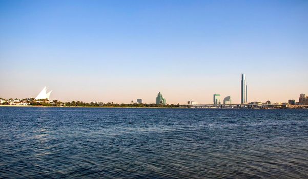 Dubai creek golf and yacht club, park hayatt hotel, D1 tower and other landmarks of Dubai.