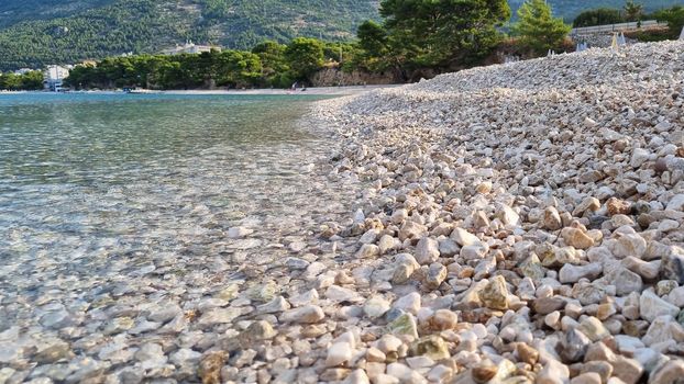 Macro shot of the coastal pebble in Dalmatia, Croatia, Europe. Bottom view.