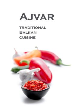 Ajvar is an appetizer of Balkan cuisine. Vegetable caviar with red pepper and garlic.