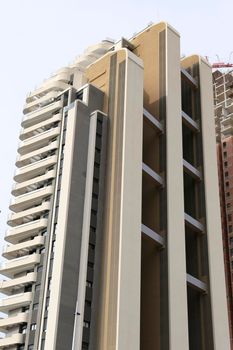 Benidorm, Alicante, Spain- September 11, 2022: Modern architecture building called Sunset Cliffs in the Poniente Beach Area in Benidorm