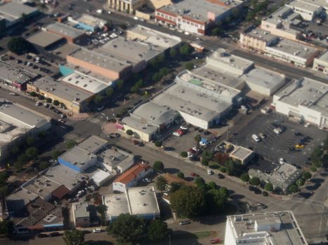 LA - October 26, 2018: Los Angeles Neighborhood, and surrounding area aerial view taken from an airplane.