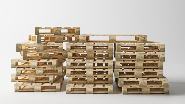pallets isolated on white background 3d illustration