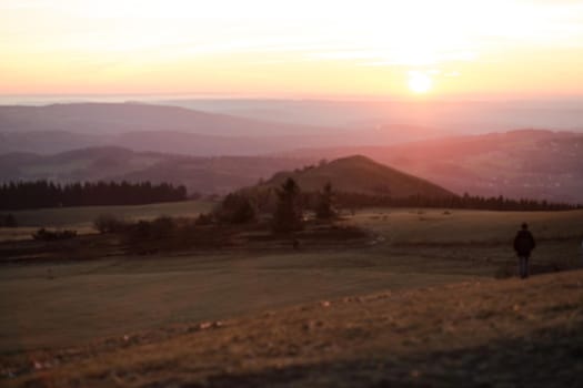 autumn sky at sunset sunrise in soft pink colors High quality photo