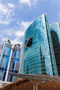 Dubai, UAE - 02.25.2021 Emirates Financial towers in Dubai International Financial Center.