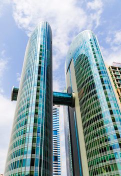 Dubai, UAE - 02.25.2021 Emirates Financial towers in Dubai International Financial Center.