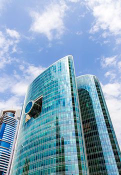 Dubai, UAE - 02.25.2021 Emirates Financial towers in Dubai International Financial Center.