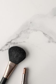 Make-up and cosmetics products on marble, flatlay background - modern feminine lifestyle, beauty blog and fashion inspiration concept