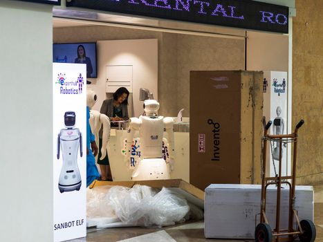 Dubai, UAE - 07.10.2021 Robots delivered to robots rental shop and unpacked