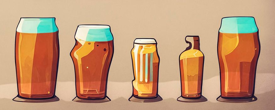 Set of Oktoberfest design elements. Beer. Germany icon set. Cartoon flat illustration