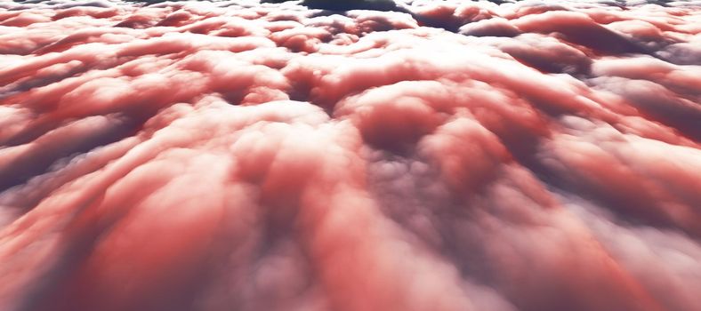 above clouds sun ray 3d render illustration