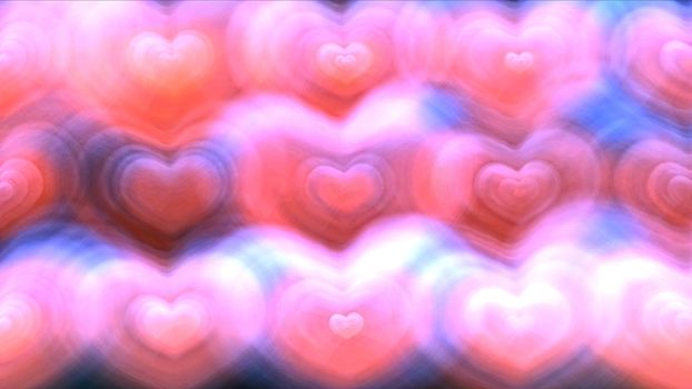 Colorful light abstract hearts background illustration render