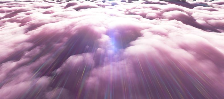 above clouds sun ray 3d render illustration