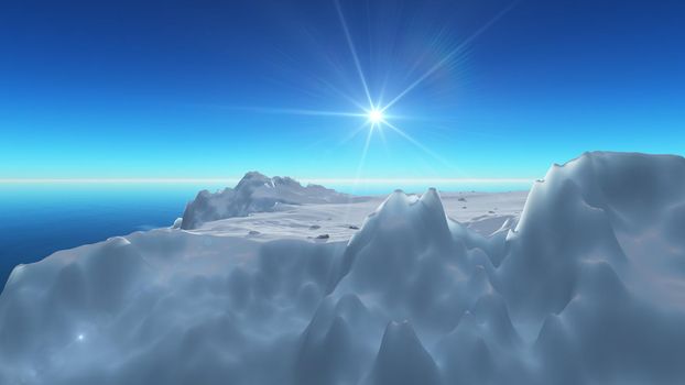 Ice berg on see, 3d render illustration