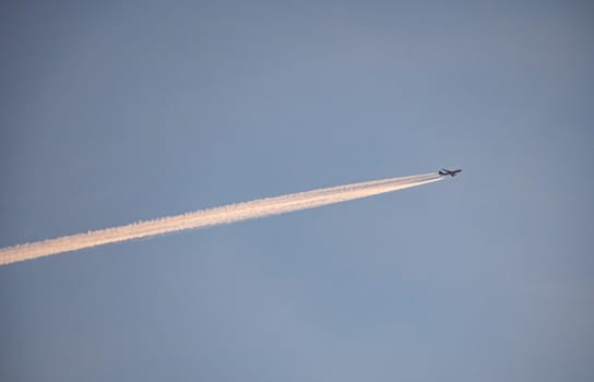 Jet of airplane line at the sky