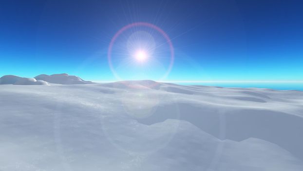 Ice berg on see, 3d render illustration