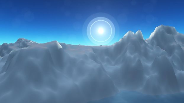 Ice berg on see, 3d render illustration