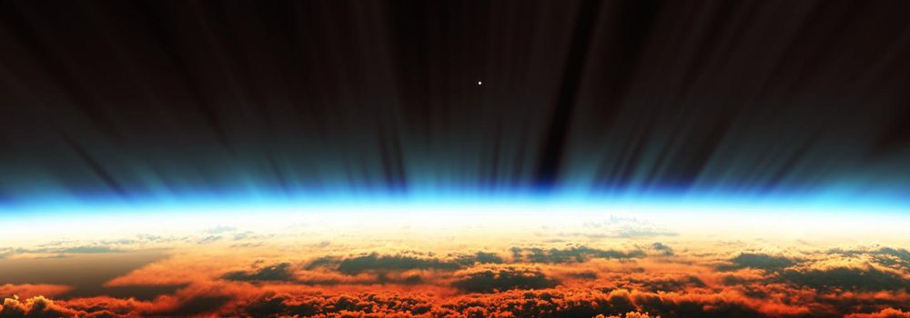 sunrise from space aurora, 3d rendering illustration