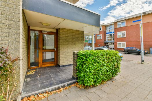 View of street near building with beauty of vegetation outside