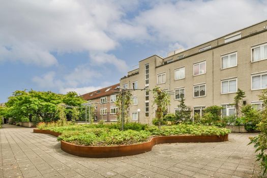 View of street near building with beauty of vegetation outside