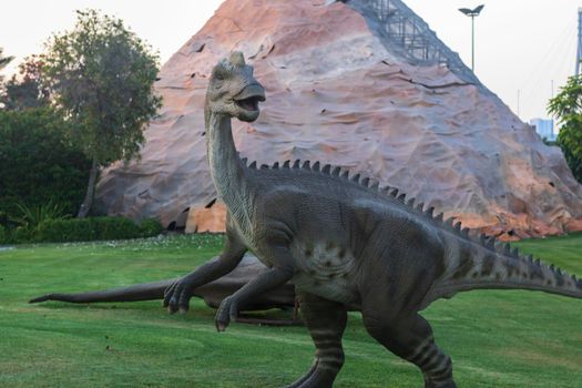 Dubai,UAE - 05.11.2021 -Dinosaur replica exhibit at dinosaur park.