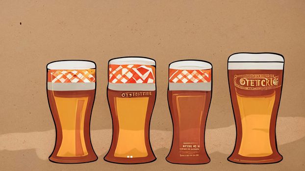 Set of Oktoberfest design elements. Beer. Germany icon set. Cartoon flat illustration