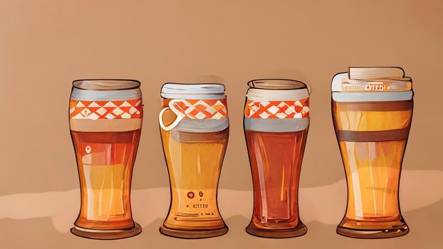 Set of Oktoberfest design elements. Beer. Germany icon set. Cartoon flat illustration
