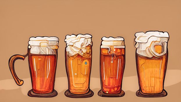 Set of Oktoberfest design elements. Beer. Germany icon set. Cartoon flat illustration