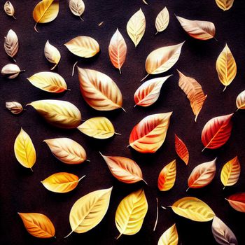 Illustration of a Yellow-orange bouquet of autumn leaves
