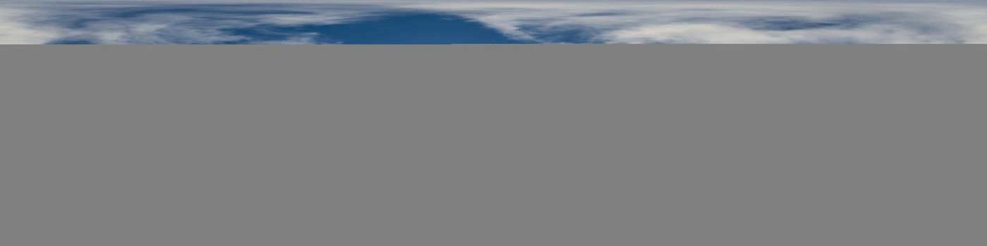 Sky panorama with Cirrus clouds in Seamless spherical equirectangular format. Full zenith for use in 3D graphics, game and editing aerial drone 360 degree panoramas for sky replacement