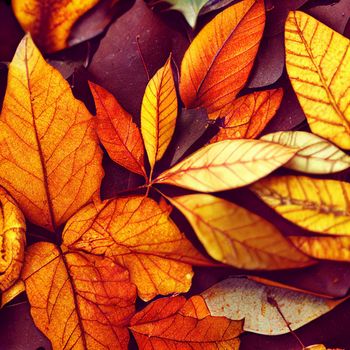 Illustration of a Yellow-orange bouquet of autumn leaves