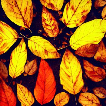 Illustration of a Yellow-orange bouquet of autumn leaves