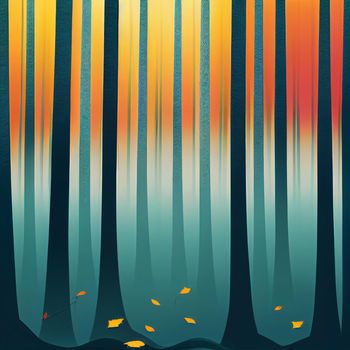 Illustration of a Graphic image of the autumn forest
