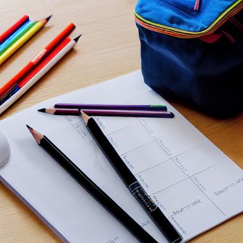 Office supplies in different colors. Everything for office and school.