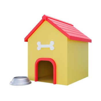 3d rendering of a dog house in the grass